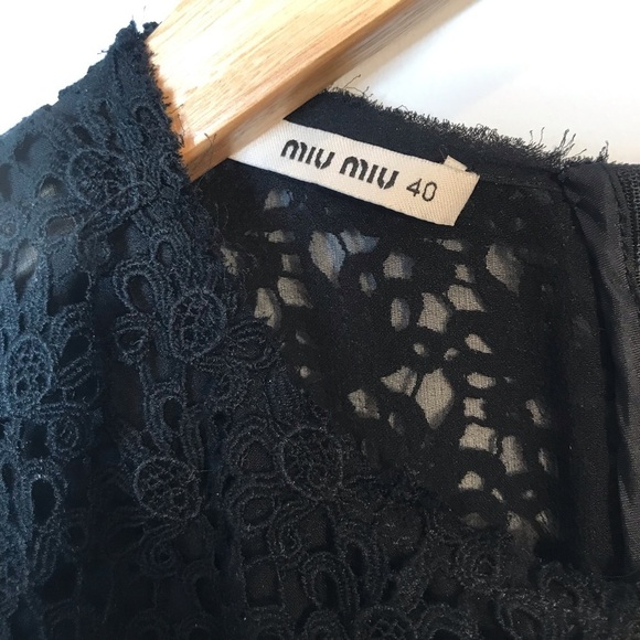 MIU MIU Embroidered Lace Broderie Anglaise  Dress Black - Picture 4 of 9